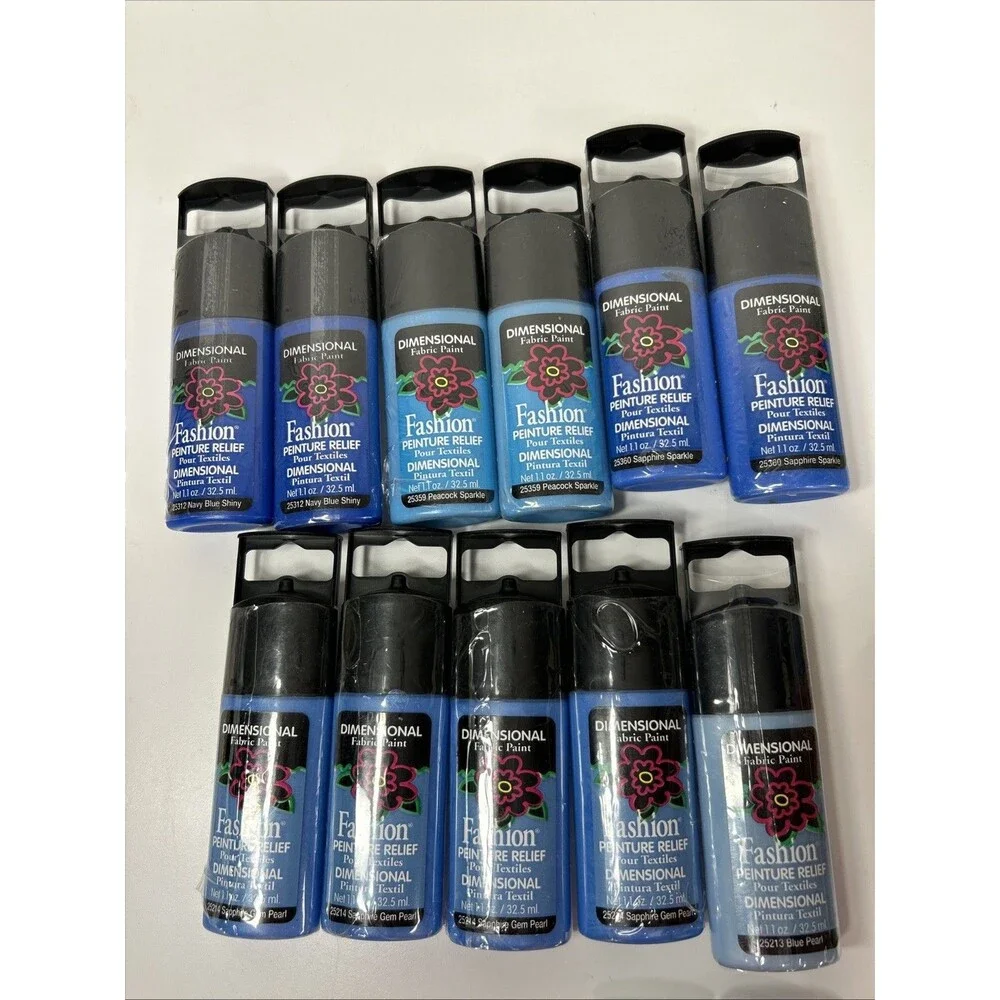 Lot 21 Plaid Dimensional Fabric Fashion Paint 1.1 oz Crafting Glitter Metallic